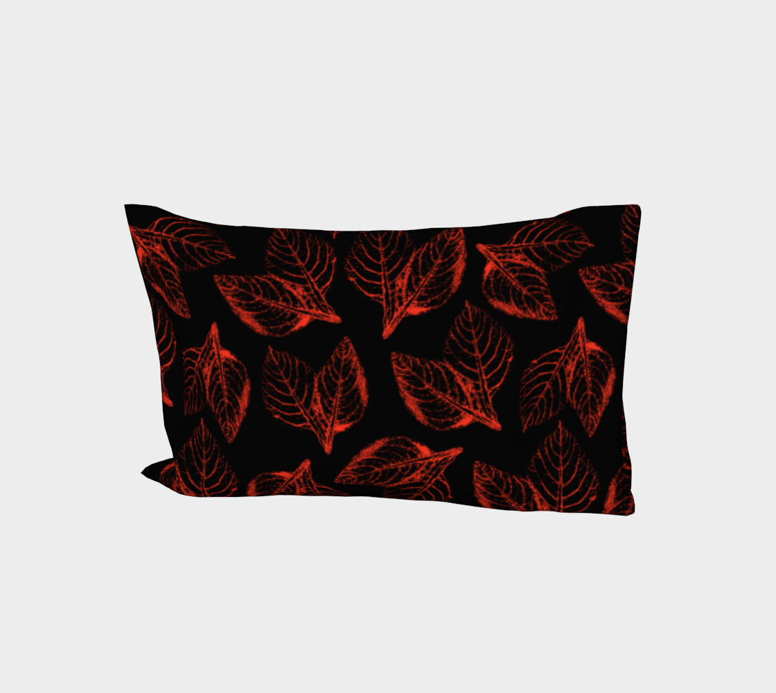 Bed Pillow Sleeve * Abstract Red Black Floral Bed Linens * Red Amaranth Leaves Pillowcase preview