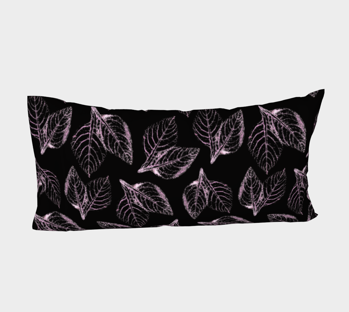 Bed Pillow Sleeve * Abstract Pink Black Floral Bed Linens * Pink Amaranth Leaves Pillowcase Miniature #5