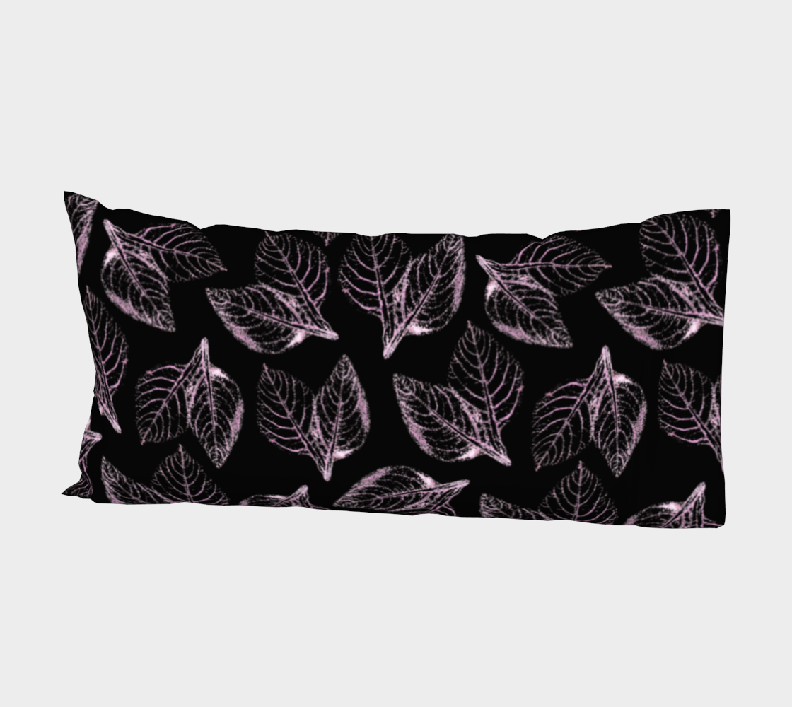Aperçu de Bed Pillow Sleeve * Abstract Pink Black Floral Bed Linens * Pink Amaranth Leaves Pillowcase #2