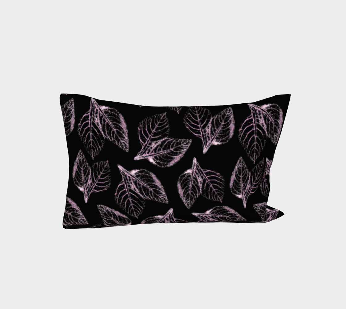 Aperçu de Bed Pillow Sleeve * Abstract Pink Black Floral Bed Linens * Pink Amaranth Leaves Pillowcase #3