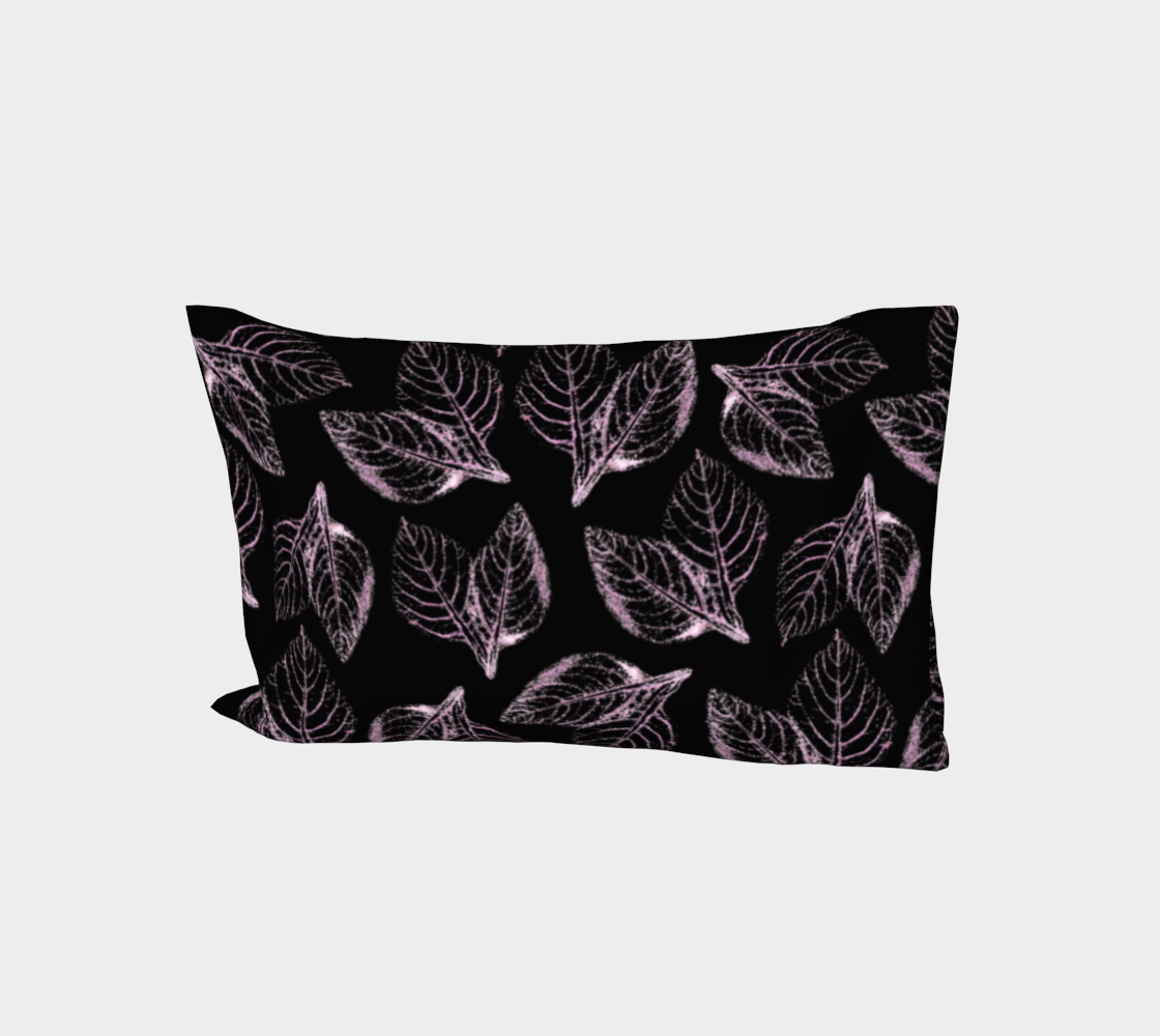 Aperçu de Bed Pillow Sleeve * Abstract Pink Black Floral Bed Linens * Pink Amaranth Leaves Pillowcase