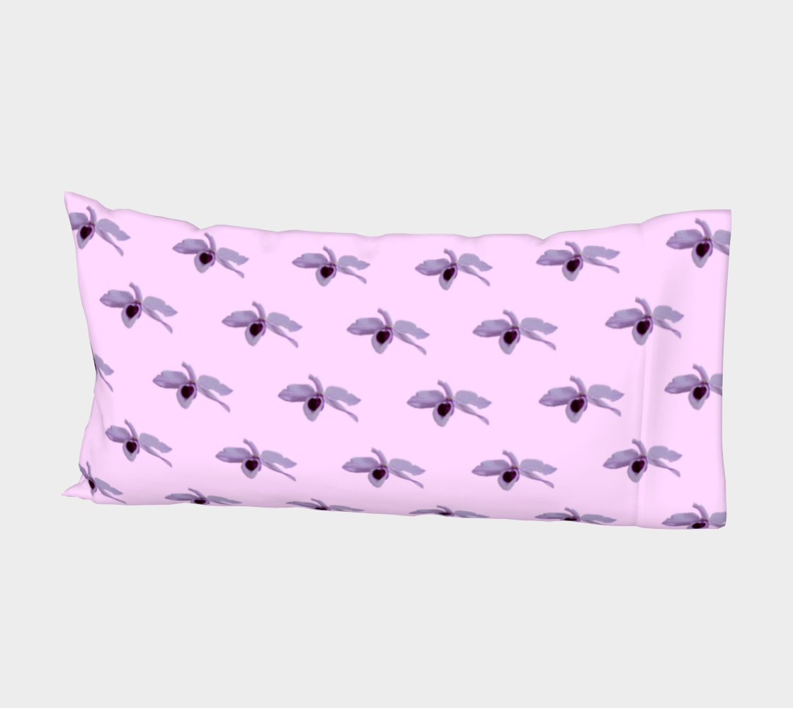 Seamless pattern of purple orchids flower bed pillow sleeve Miniature #3