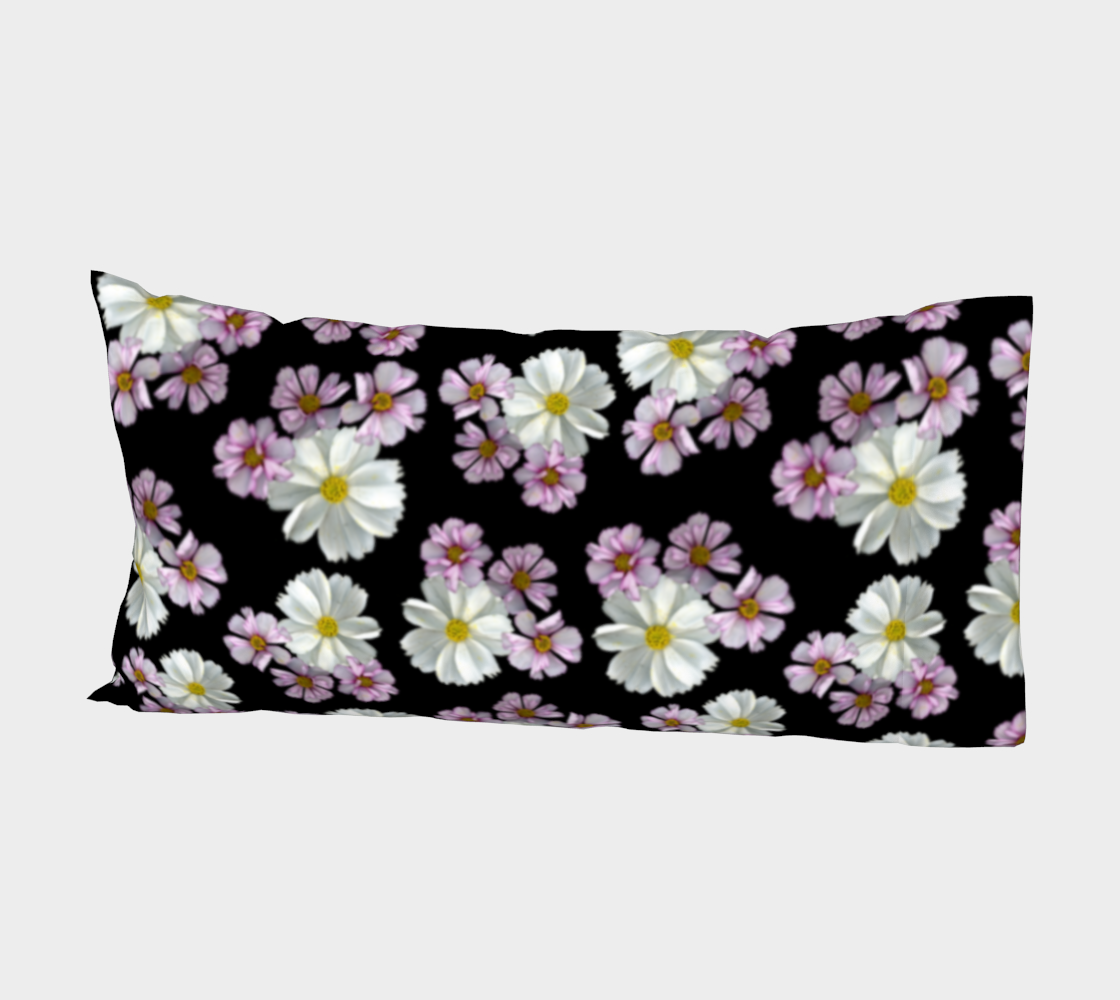 Bed Pillow Sleeve * Abstract Floral Bed Linens * Pink Purple White Cosmos Flower Petals  Miniature #3