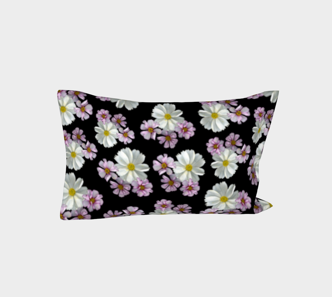 Bed Pillow Sleeve * Abstract Floral Bed Linens * Pink Purple White Cosmos Flower Petals  Miniature #4