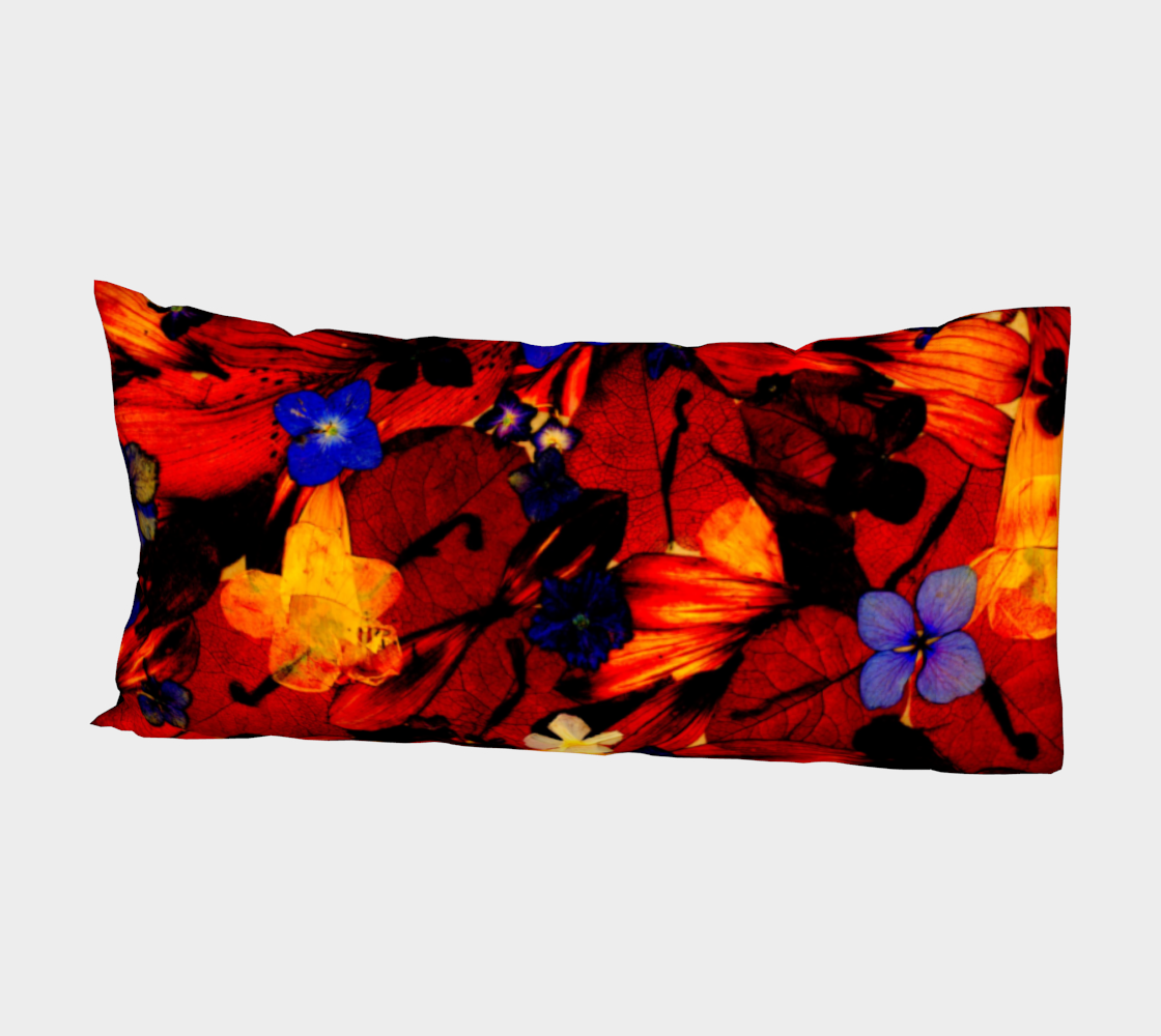 Bed Pillow Sleeve * Abstract Floral Bedding Linens * Flowered Pillow Cover * Multicolor Red Yellow Blue Purple Flowers * Chaos125 thumbnail #3