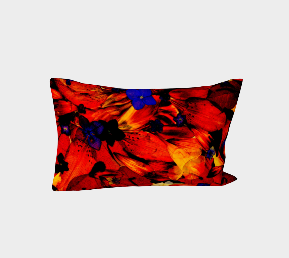 Bed Pillow Sleeve * Abstract Floral Bedding Linens * Flowered Pillow Cover * Multicolor Red Yellow Blue Purple Flowers * Chaos125 preview #3