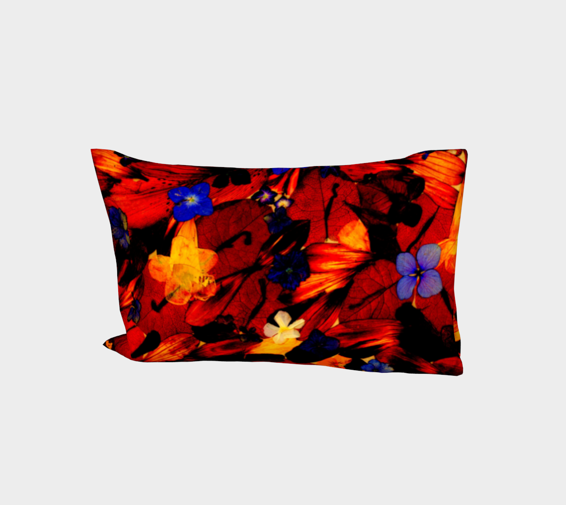 Bed Pillow Sleeve * Abstract Floral Bedding Linens * Flowered Pillow Cover * Multicolor Red Yellow Blue Purple Flowers * Chaos125 preview