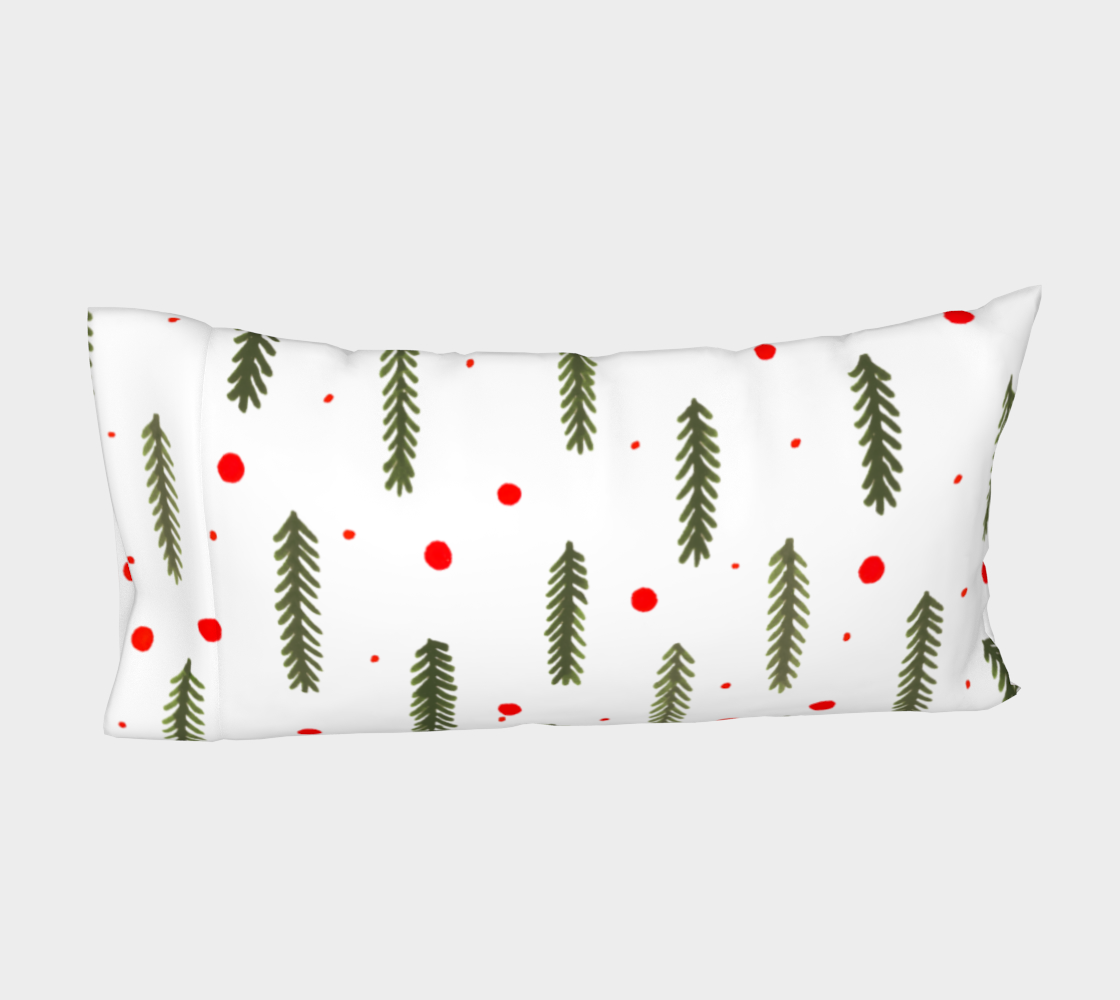 Olive green Christmas branches and berries pillow sleeve Miniature #5