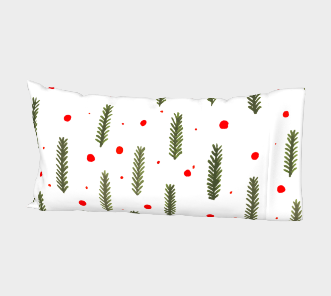 Aperçu de Olive green Christmas branches and berries pillow sleeve #2