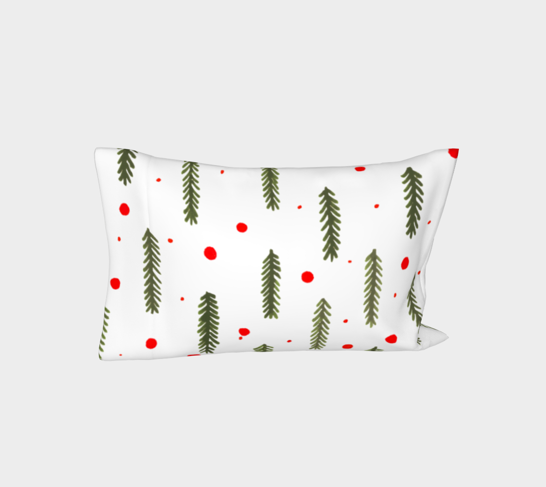 Aperçu de Olive green Christmas branches and berries pillow sleeve #3