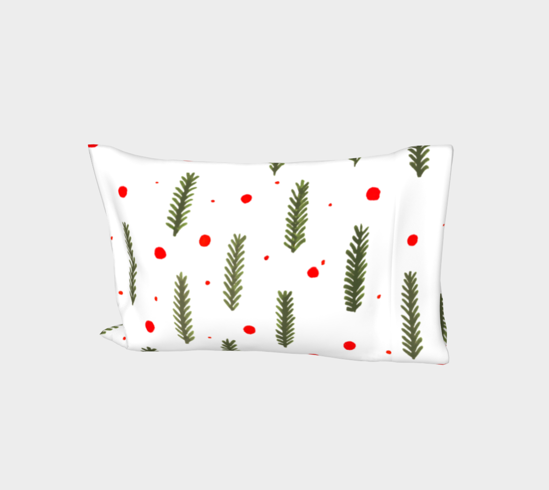Aperçu de Olive green Christmas branches and berries pillow sleeve #1
