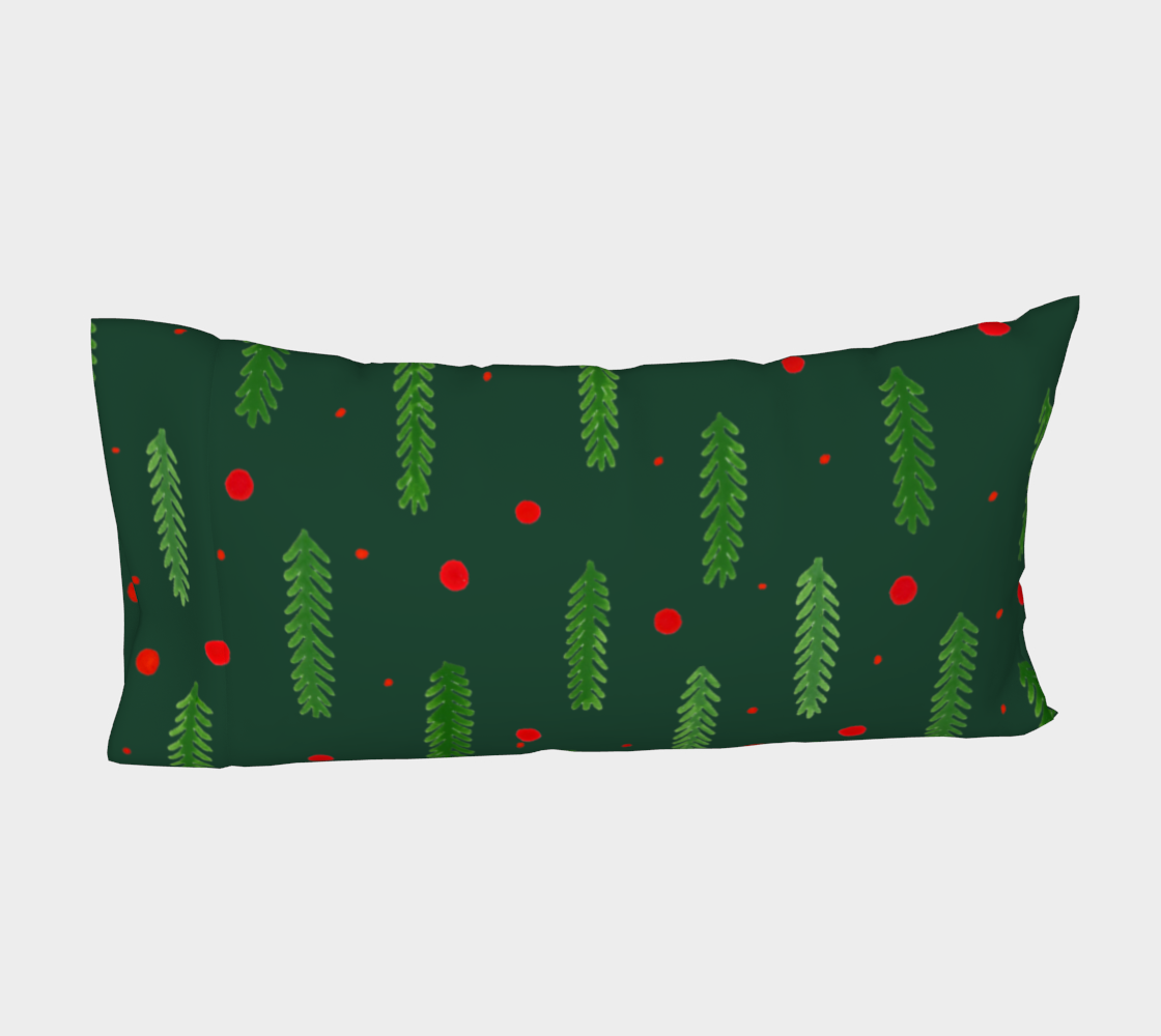 Aperçu de Green Christmas branches and berries pillow sleeve #4