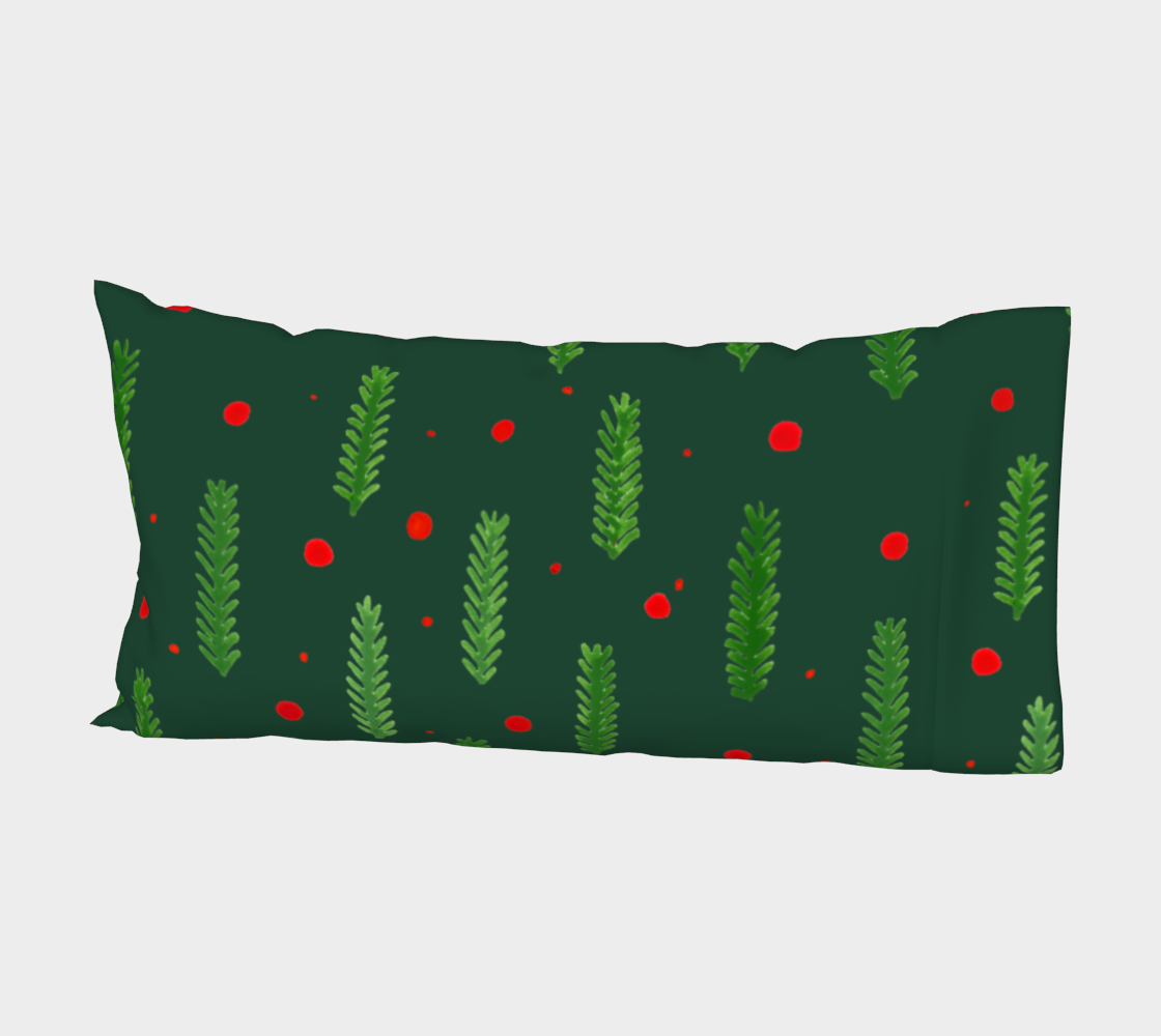 Aperçu de Green Christmas branches and berries pillow sleeve #2