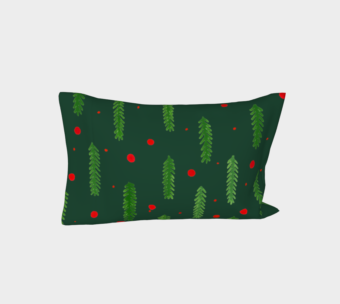 Green Christmas branches and berries pillow sleeve Miniature #4