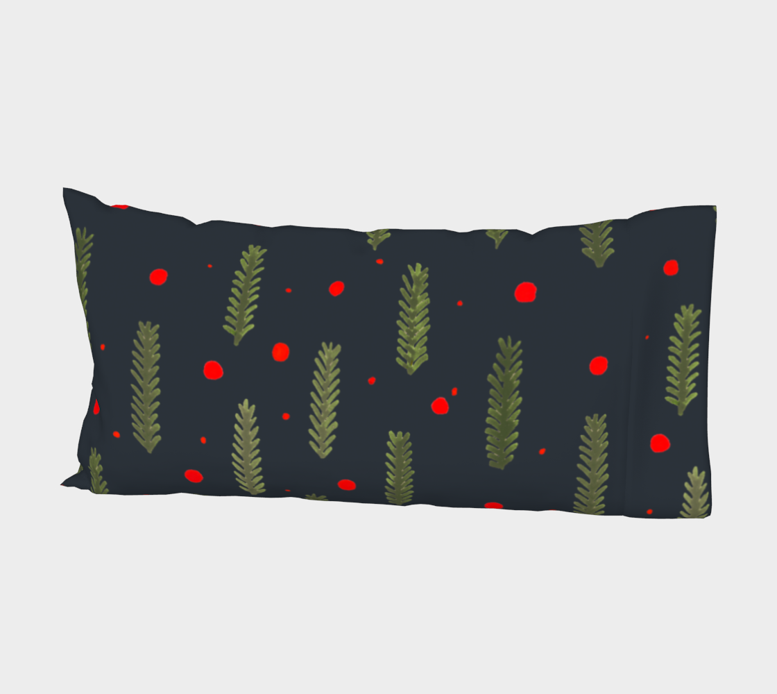 Aperçu 3D de Christmas branches and dots - dark blue pillow sleeve