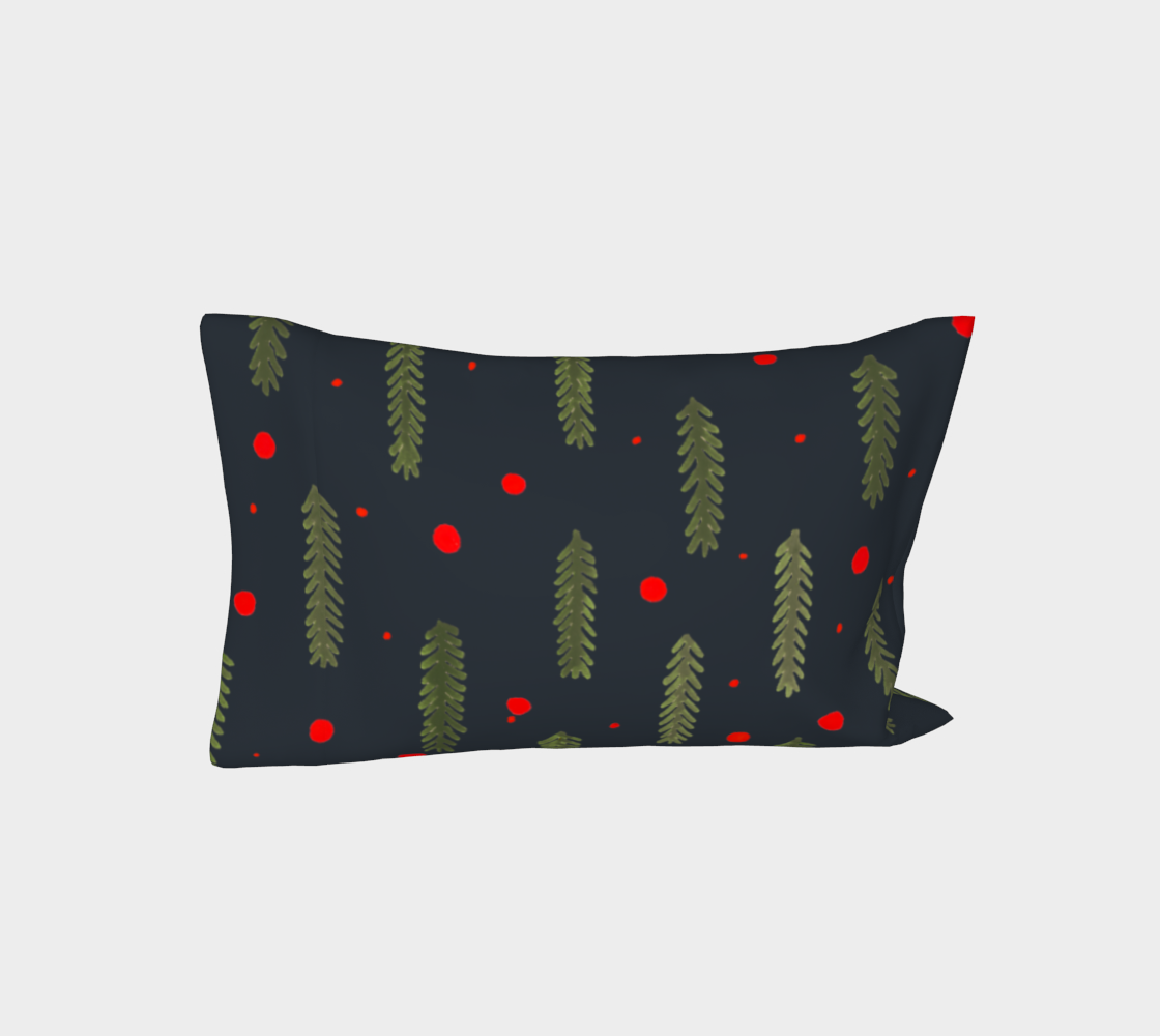 Christmas branches and dots - dark blue pillow sleeve Miniature #4