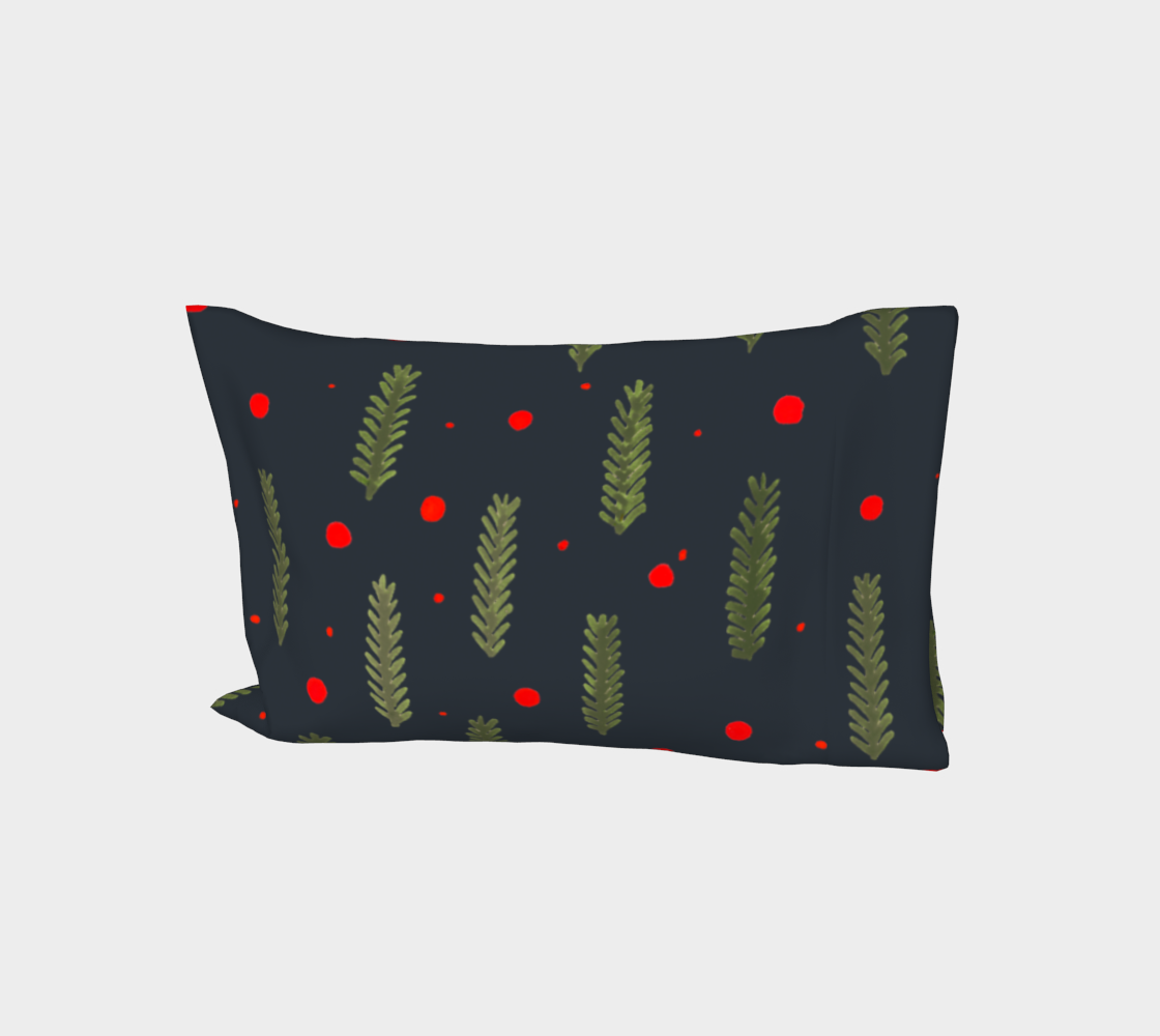 Christmas branches and dots - dark blue pillow sleeve preview