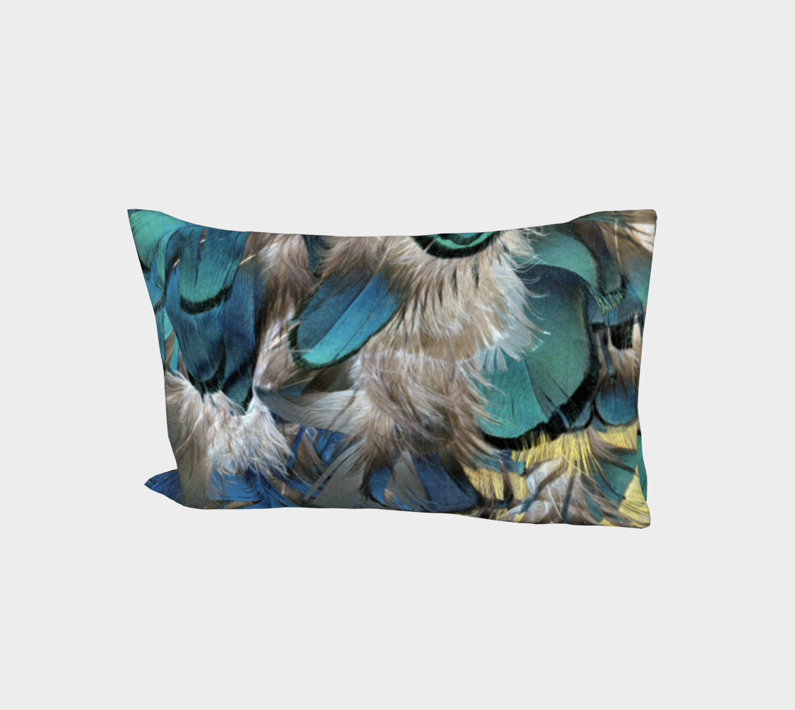 Bed Pillow Sleeve * Blue Grey Pheasant Feathers on Cotton Sateen or Silk Twill Pillowcases * King*Standard Pillow Cases aperçu