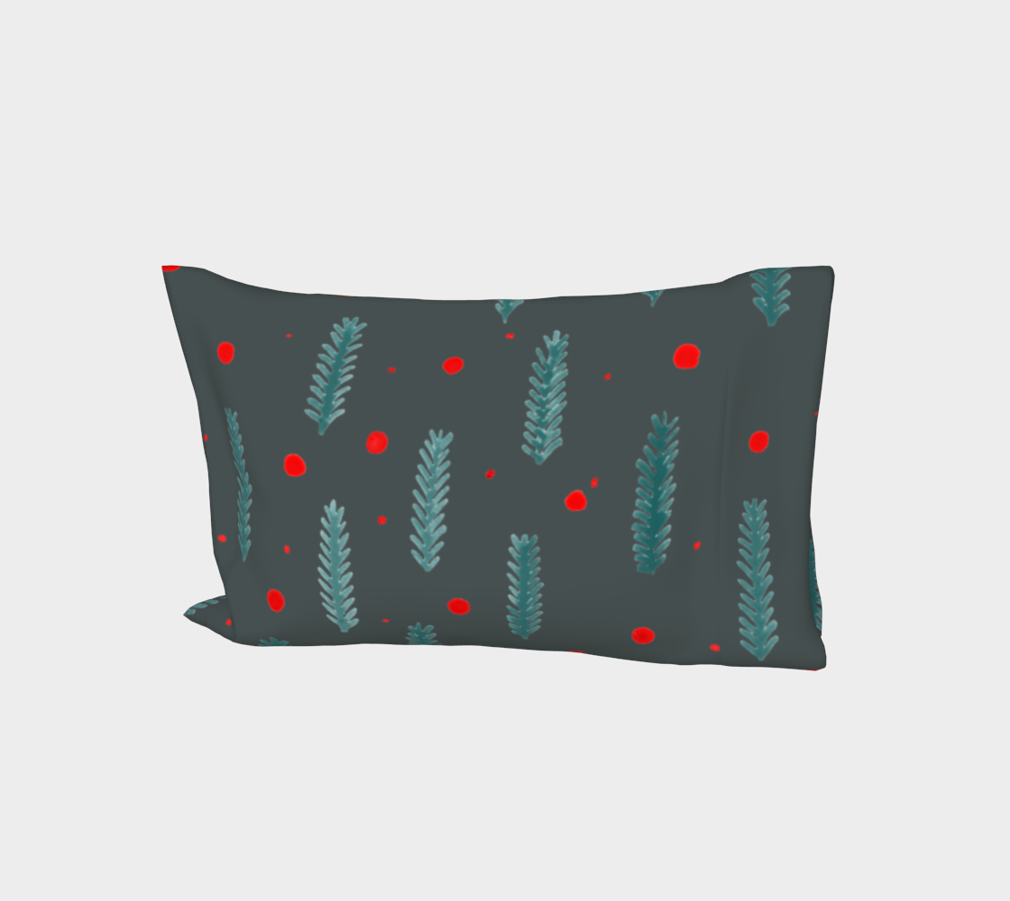 Christmas branches and dots - teal pillow sleeve preview
