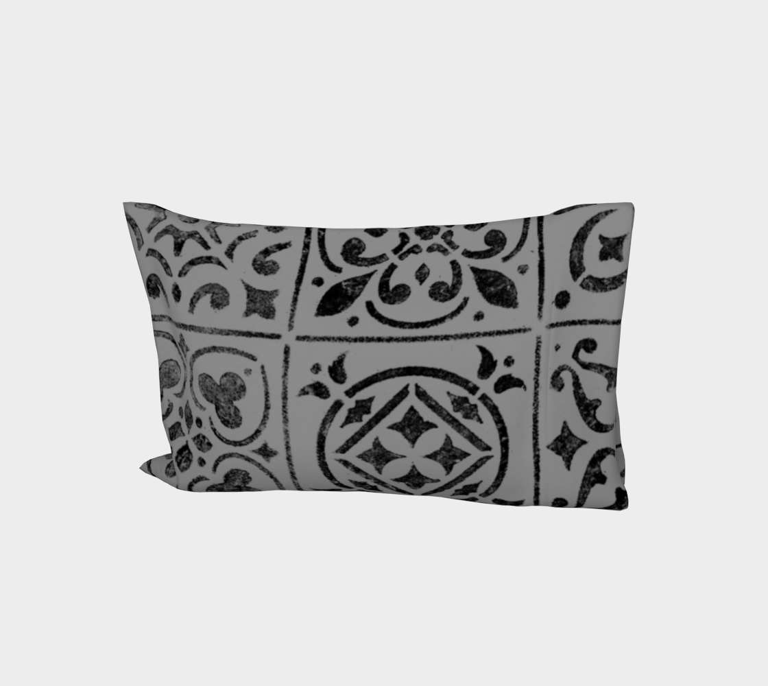 Bed Pillow Sleeve * Abstract Geometric Moroccan Tile Design * Gray Black Pillowcase King*Standard Pillow Cases 3D preview
