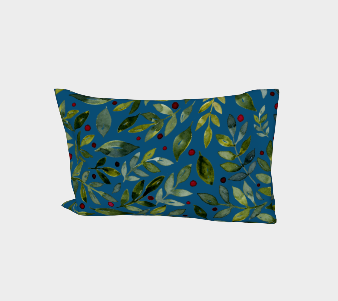 Seasonal watercolor branches - blue and green aperçu