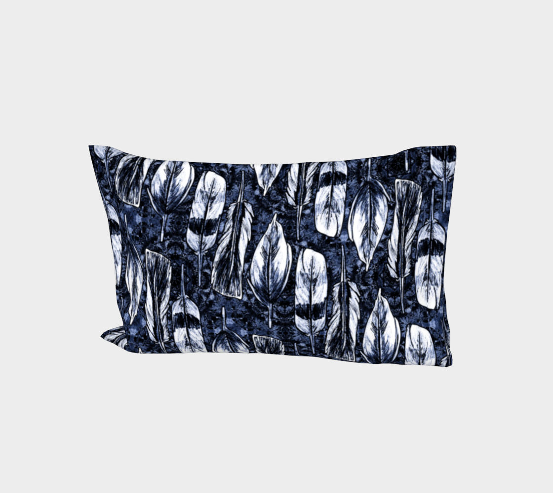 Graphic Bird Feathers Navy Blue Black White preview