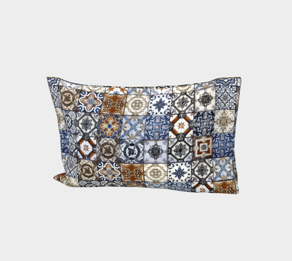 Mexican Talavera Tile Pattern Blue Brown White preview #1