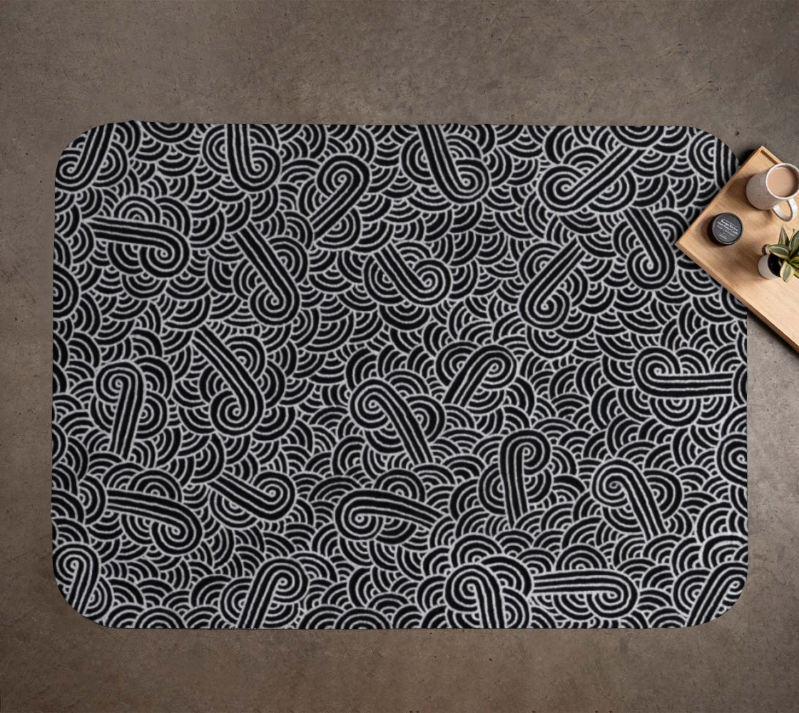 Aperçu de Faux silver and black swirls doodles Blanket