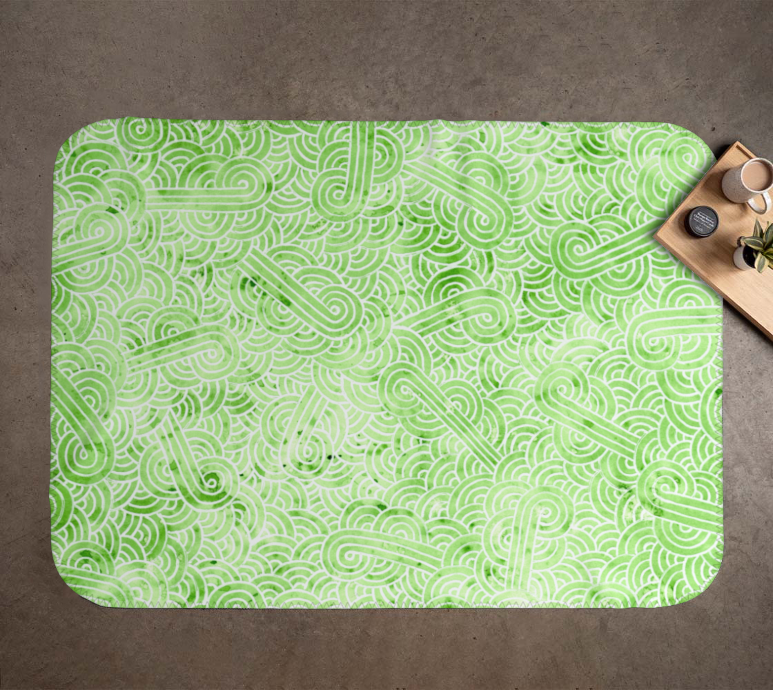 Aperçu de Greenery and white swirls doodles Blanket