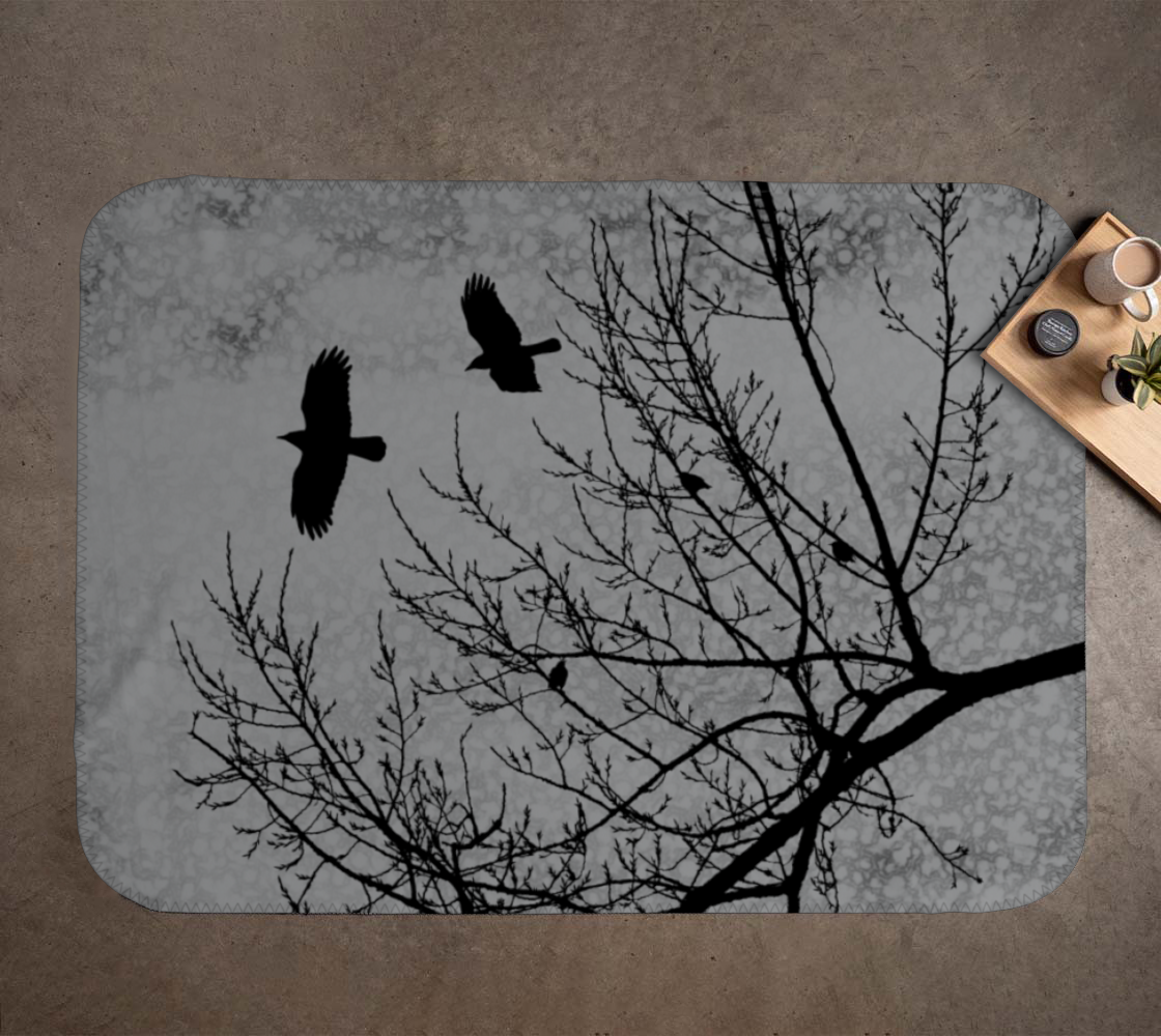 Crows and Trees Silhouette Gothic Landscape Black Grey Miniature #2