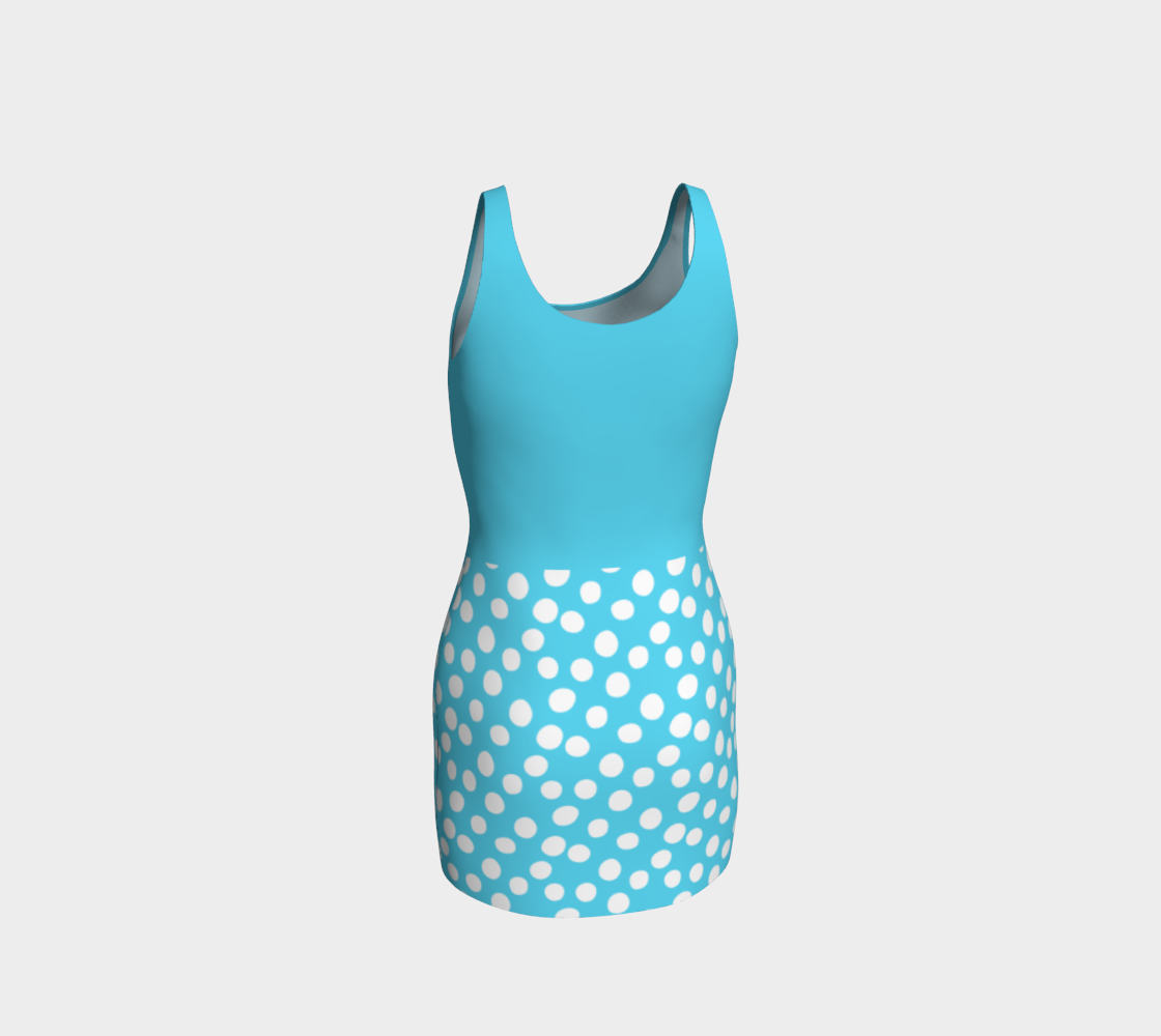 All About the Dots Bodycon Dress - Blue with Solid Blue Bodice preview #3