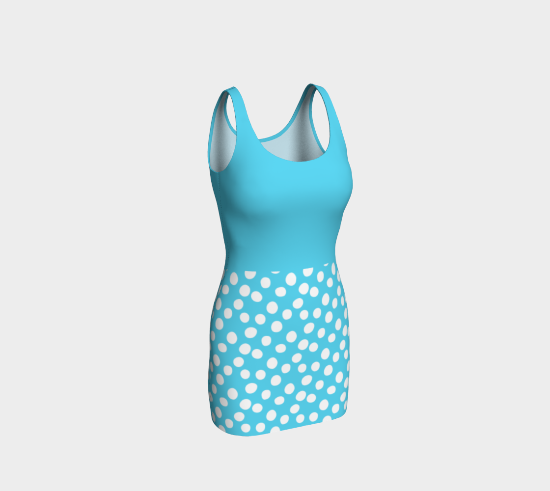 Aperçu de All About the Dots Bodycon Dress - Blue with Solid Blue Bodice