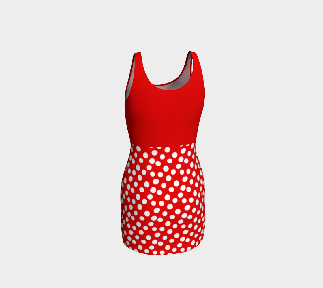 Aperçu de All About the Dots Bodycon Dress - Red with Solid Red Bodice #3