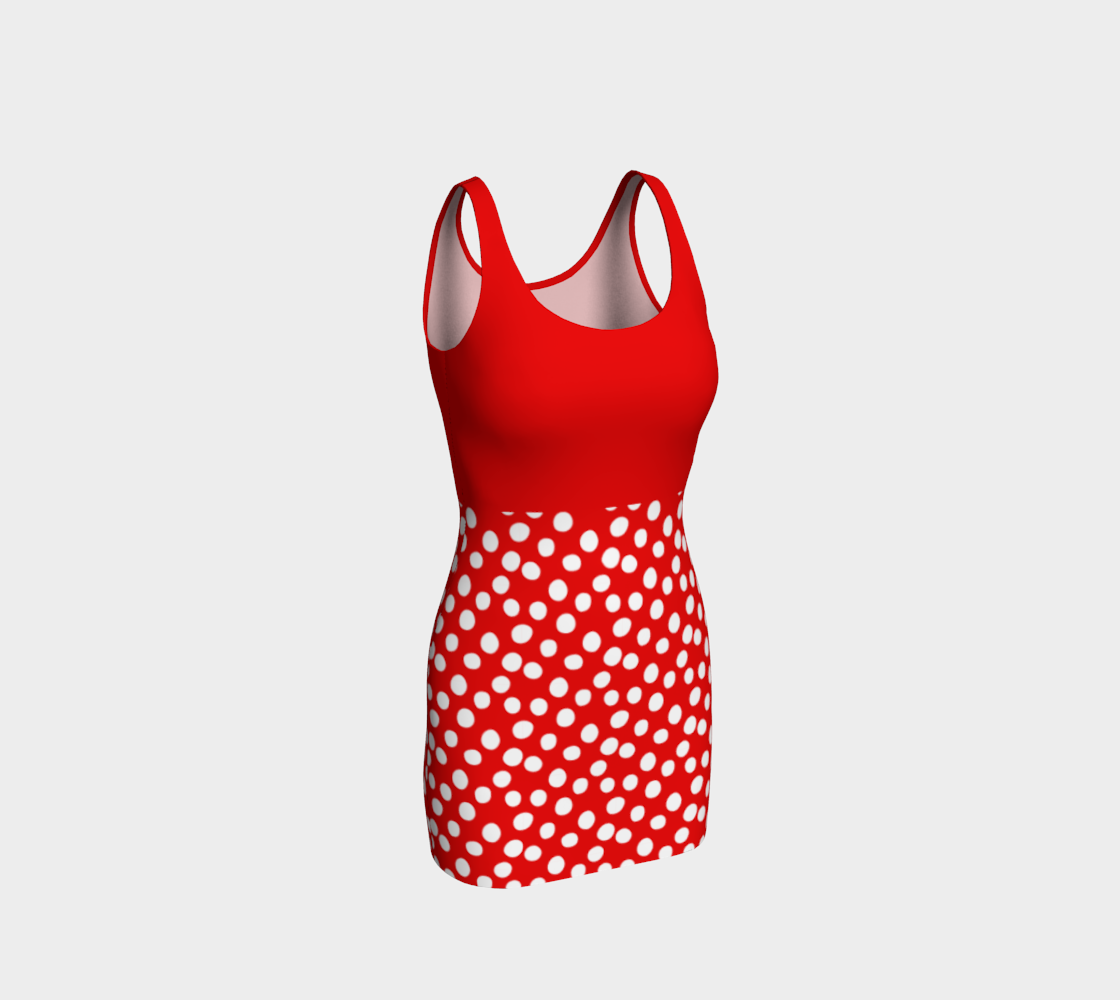 All About the Dots Bodycon Dress - Red with Solid Red Bodice 3D preview