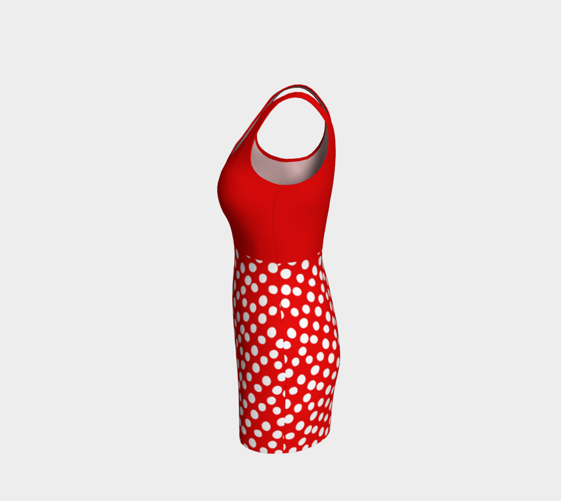 All About the Dots Bodycon Dress - Red with Solid Red Bodice preview #2