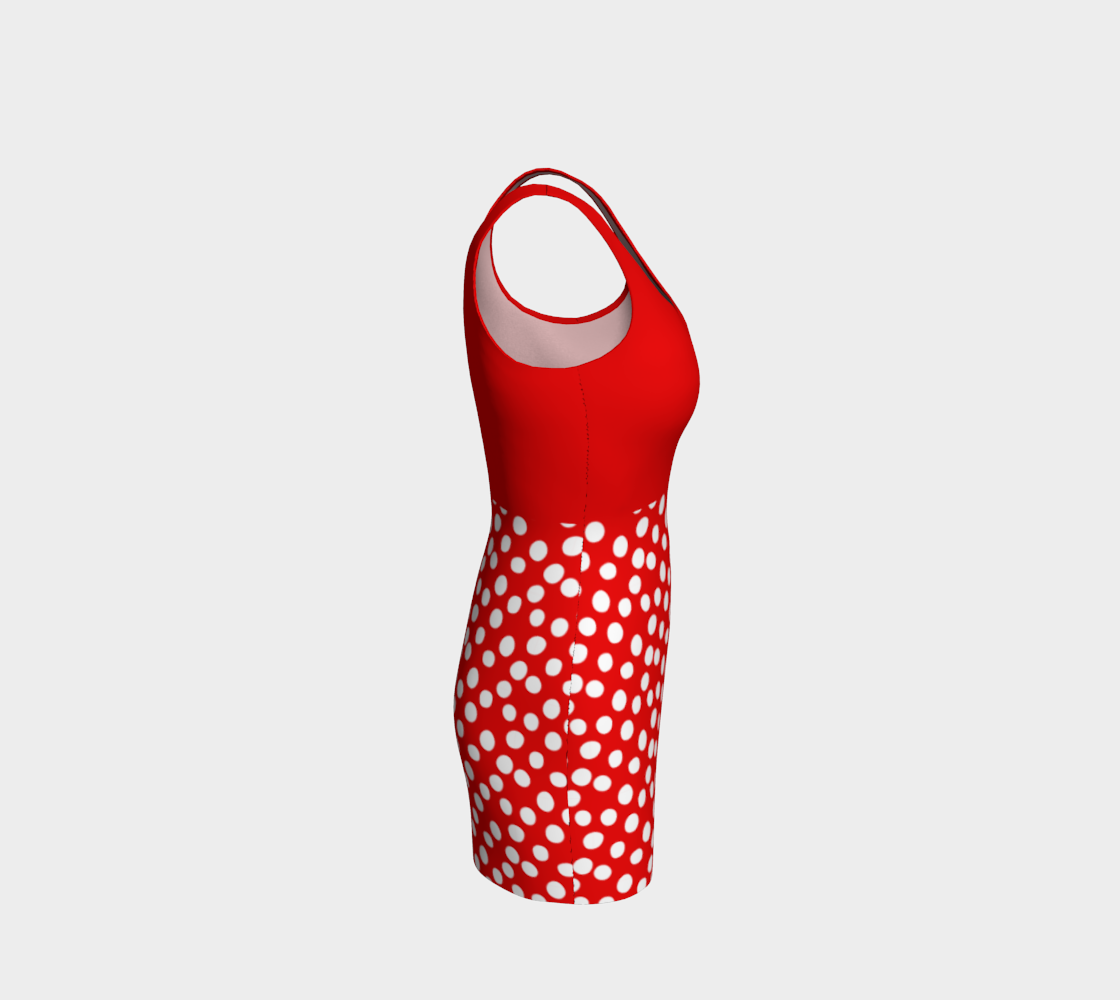 Aperçu de All About the Dots Bodycon Dress - Red with Solid Red Bodice #4