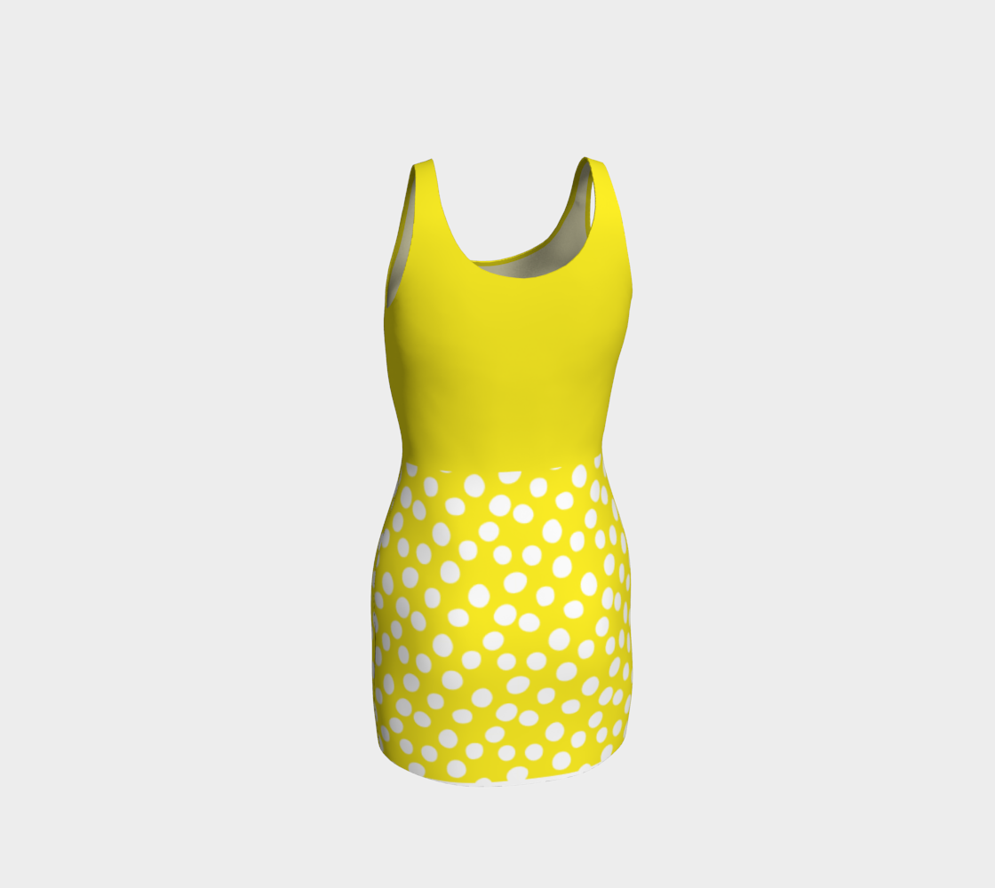All About the Dots Bodycon Dress - Yellow with Solid Yellow Bodice preview #3