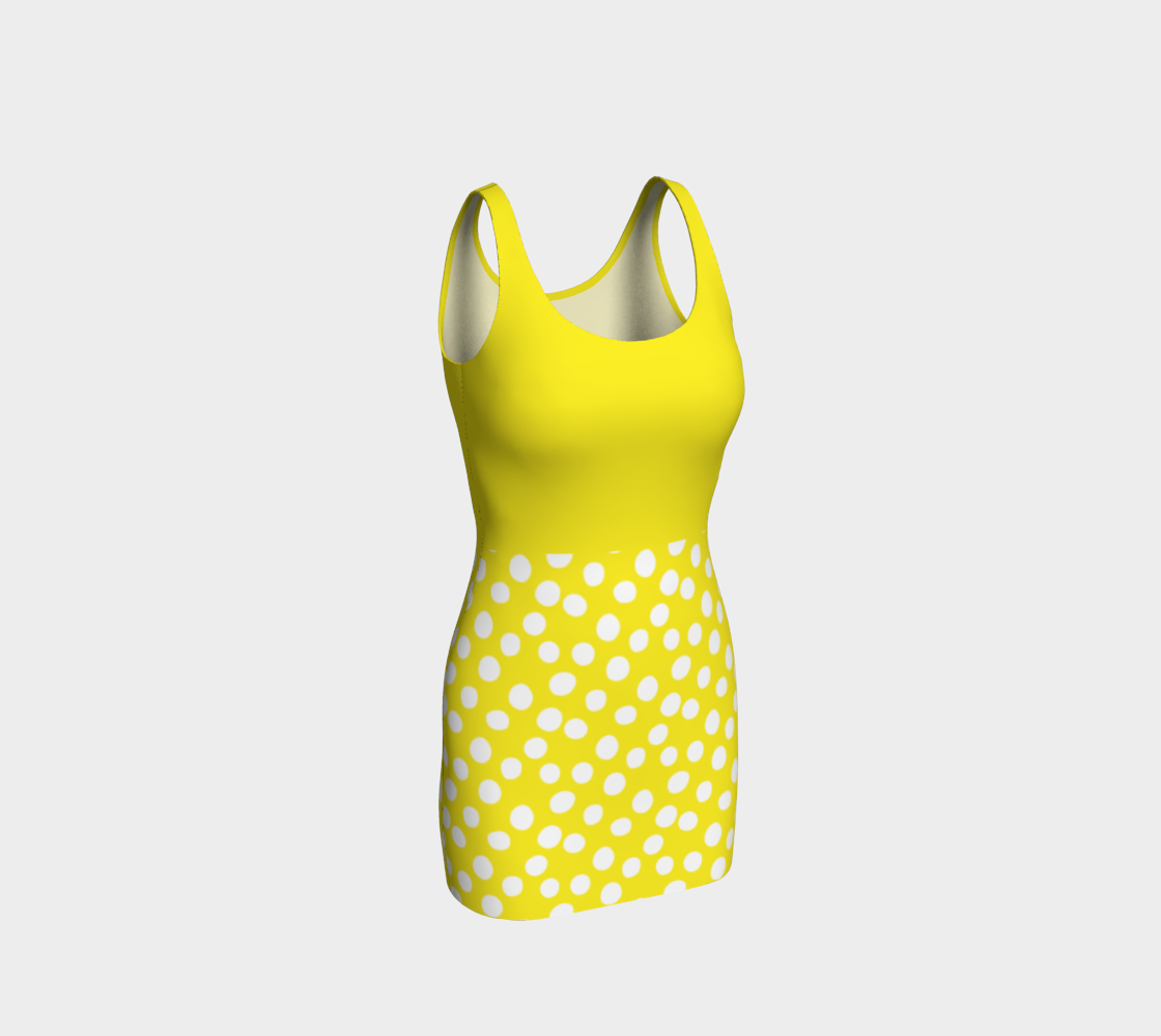 All About the Dots Bodycon Dress - Yellow with Solid Yellow Bodice thumbnail #2