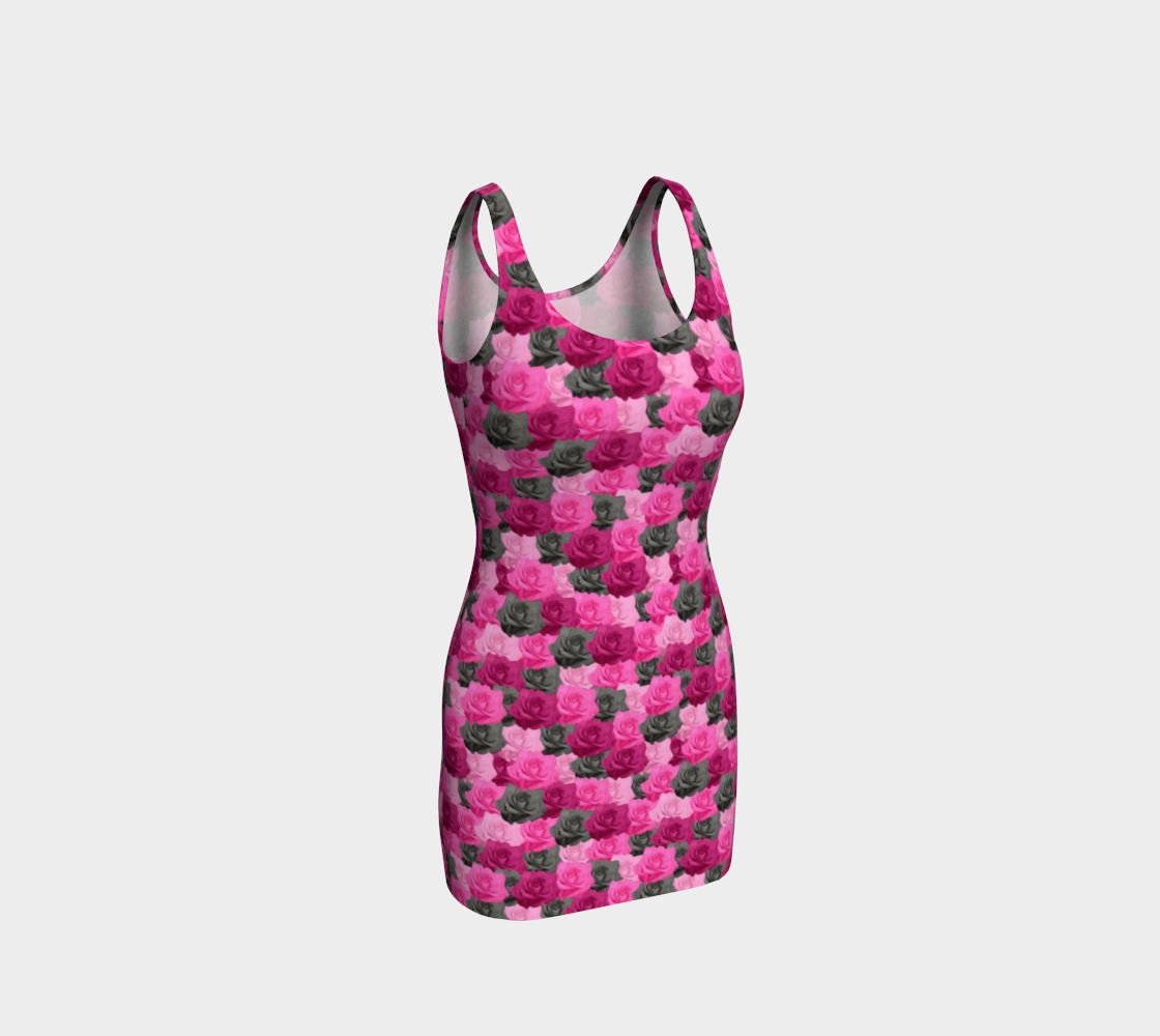 Pink Roses Bodycon Dress 3D preview