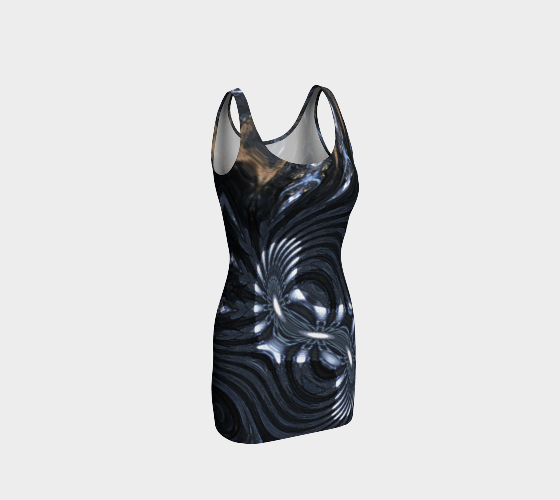 Deep Graphite Feather-Swirl Bodycon preview