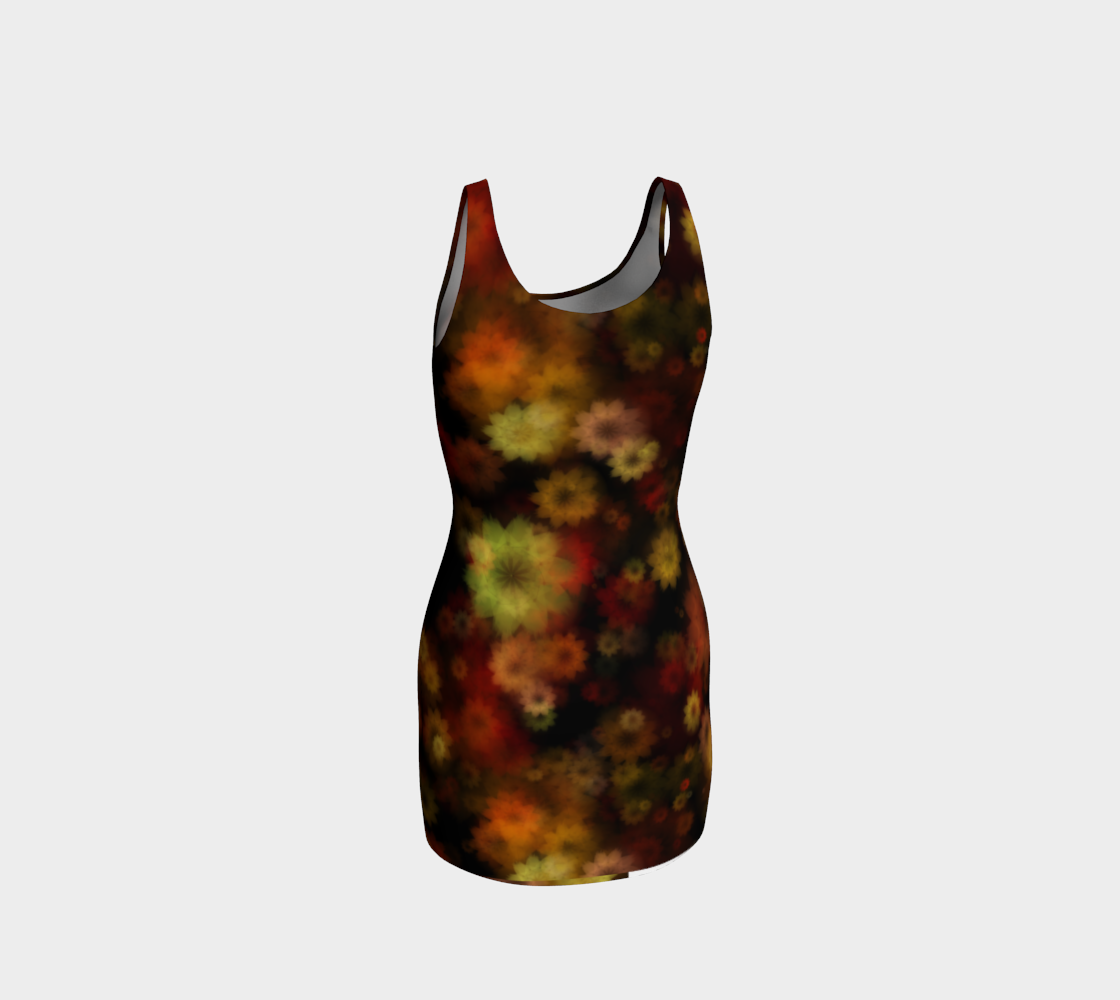Aperçu de Moody Red Gold Floral Bodycon Dress #3