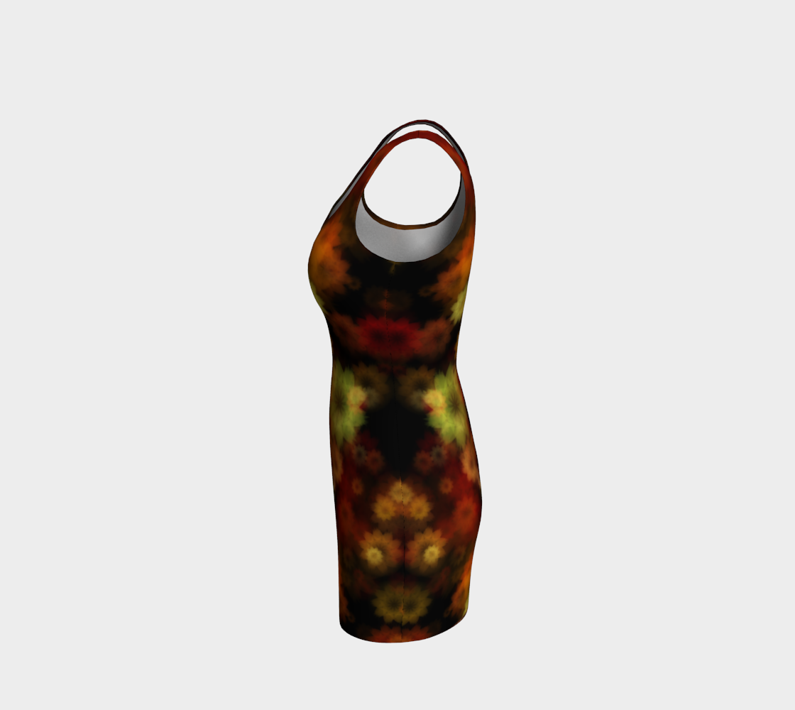 Aperçu de Moody Red Gold Floral Bodycon Dress #2