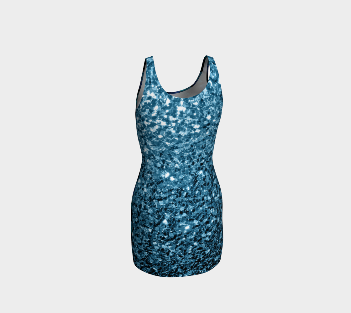 Aqua blue sparkles diamond geometric pattern on black Miniature #4