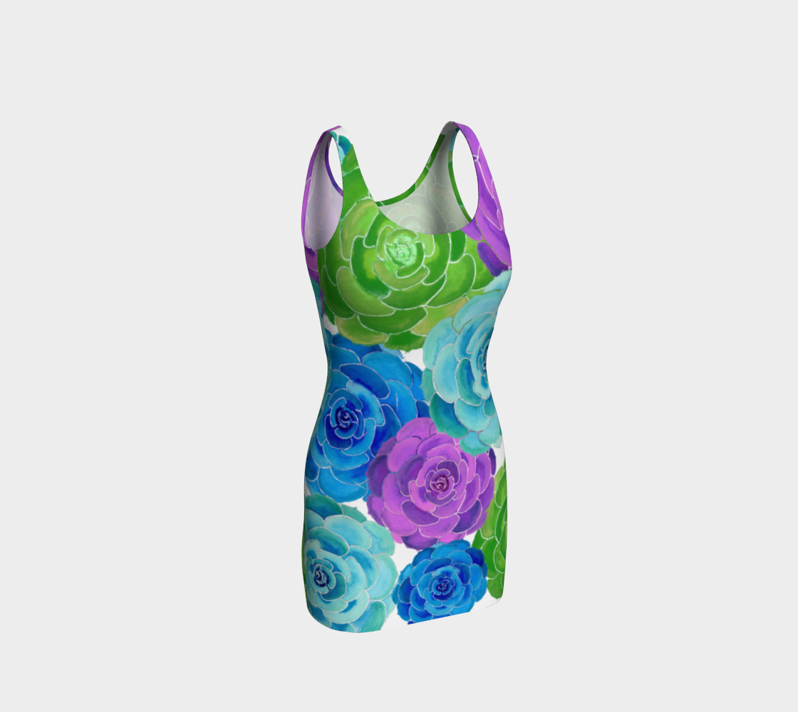 Aperçu de Colorful Succulents Floral Bodycon Dress