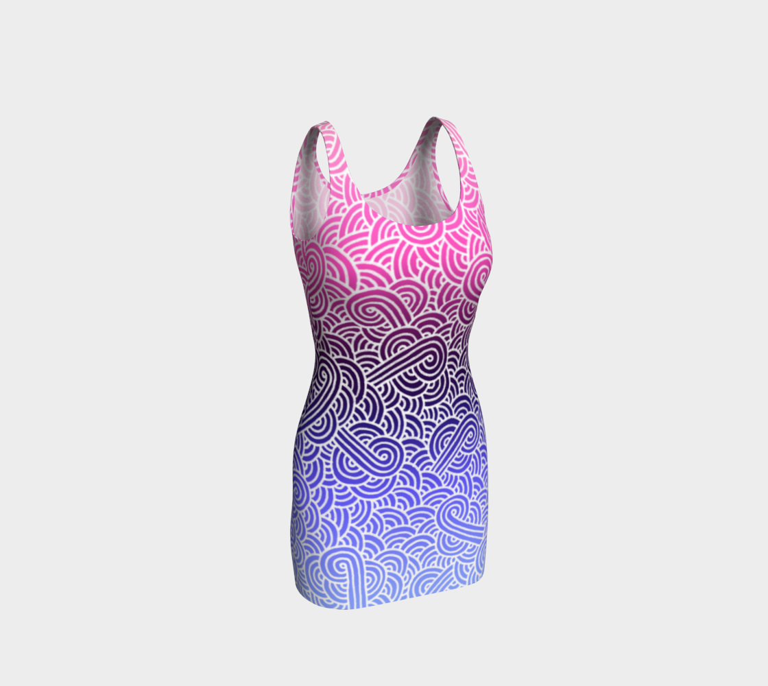 Ombré omnisexual flag and white swirls doodles Bodycon Dress preview