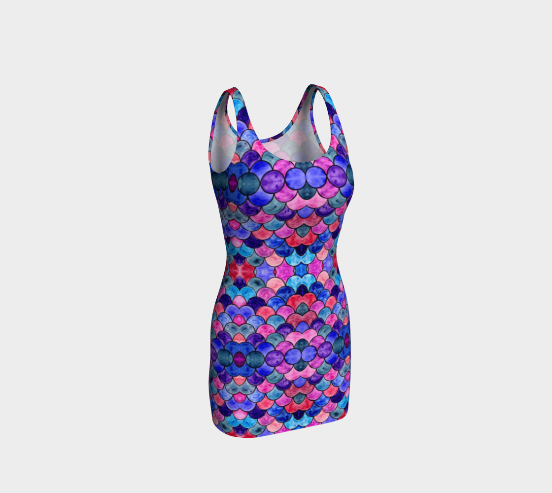 Blue and Purple Scales Pattern Bodycon Dress preview