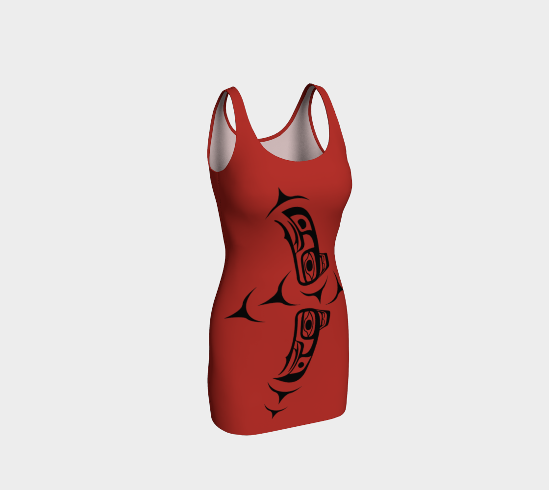 Tlingit Eagle Raven Bodycon Little Red Dress preview