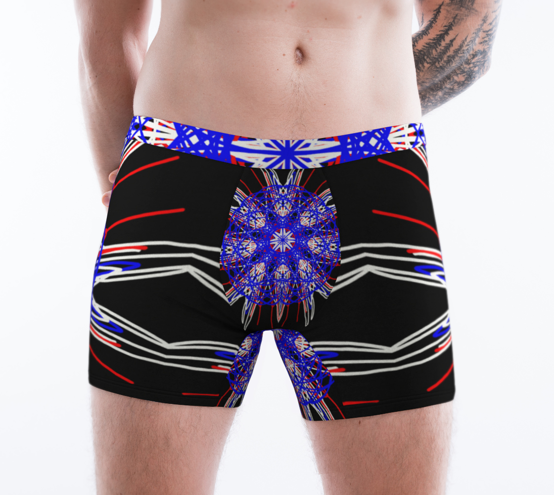Aperçu de Red White Blue Black Abstract Kaleidoscopic Design #1