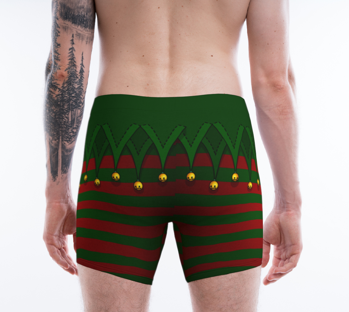 Briefly Stated Mens Santas Christmas Elf Boxer Shorts with Hat 