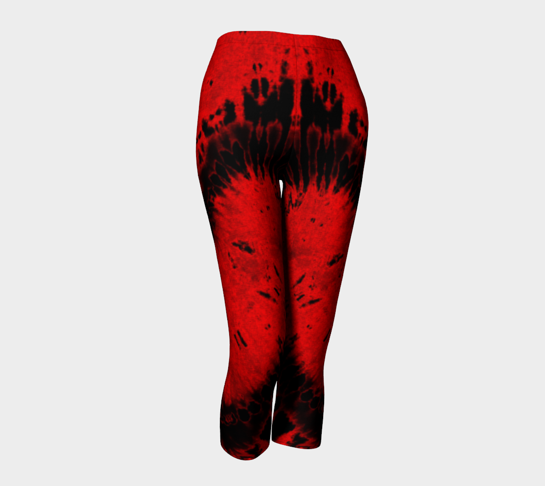 Red Black Heart Capri Leggings preview #1